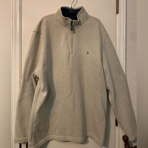 IZOD 3/4 zip sweater oatmeal in color